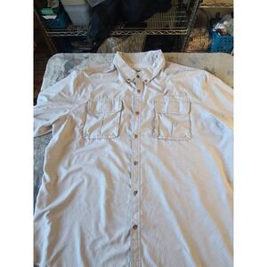 Cabela's Guidewear Shirt Men's 2XL Gray Vented Fishing Short Sleeve Nylon